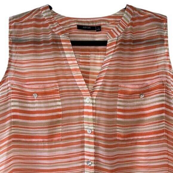 Apt. 9 Womens Sleeveless Striped Button-Front Blouse - Picture 2 of 9